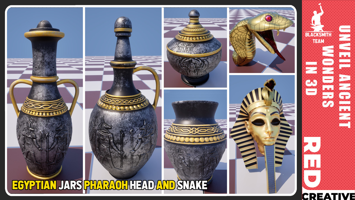 Ancient Egypt Pack Vol. 2 – Chariots & Statues with Hi-Res Baked Textures