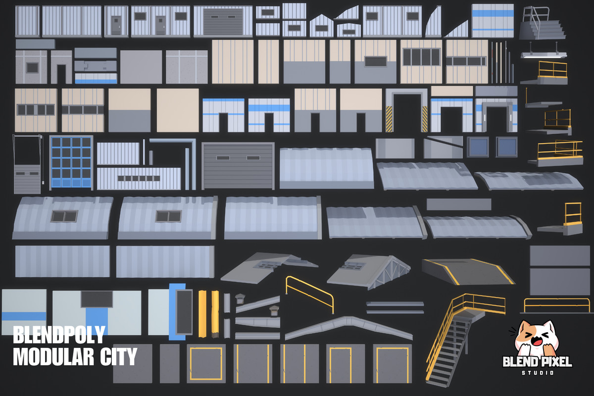 BlendPoly Modular City - Low Poly Assets