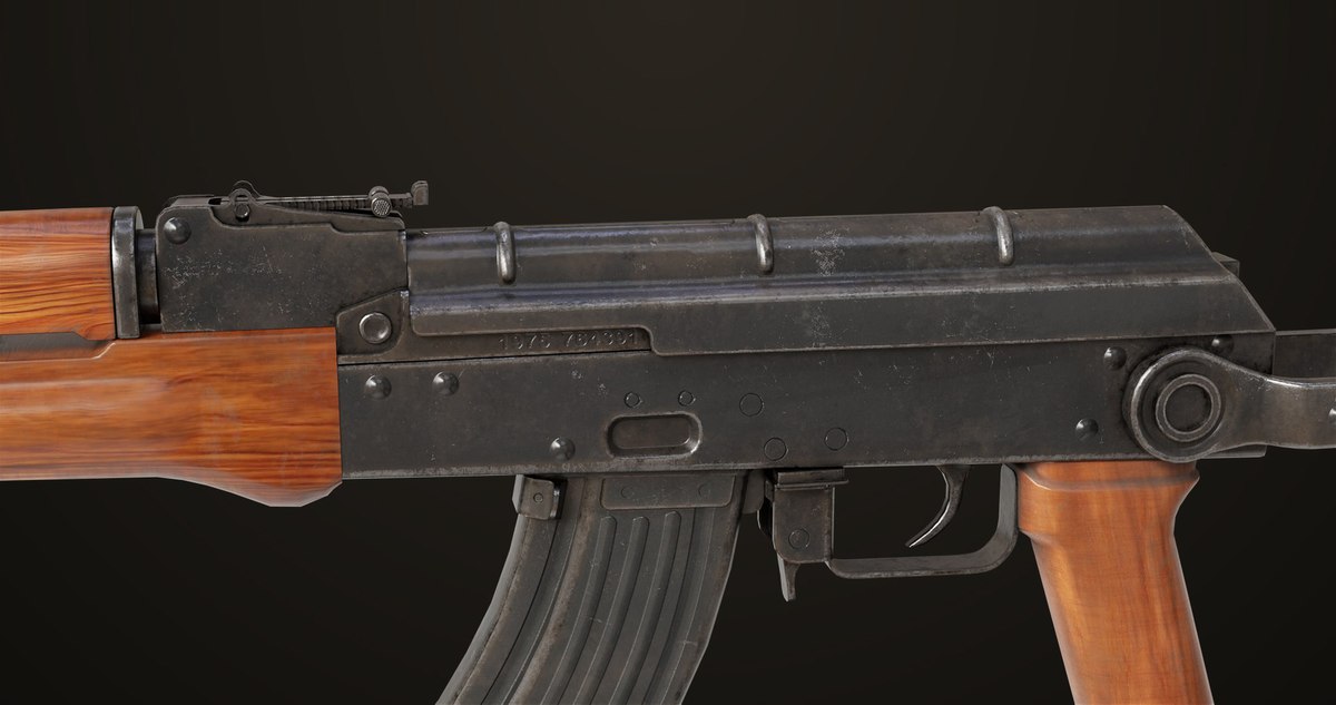 AKMS Light Machine Gun 10 Wood URP HDRP Texture