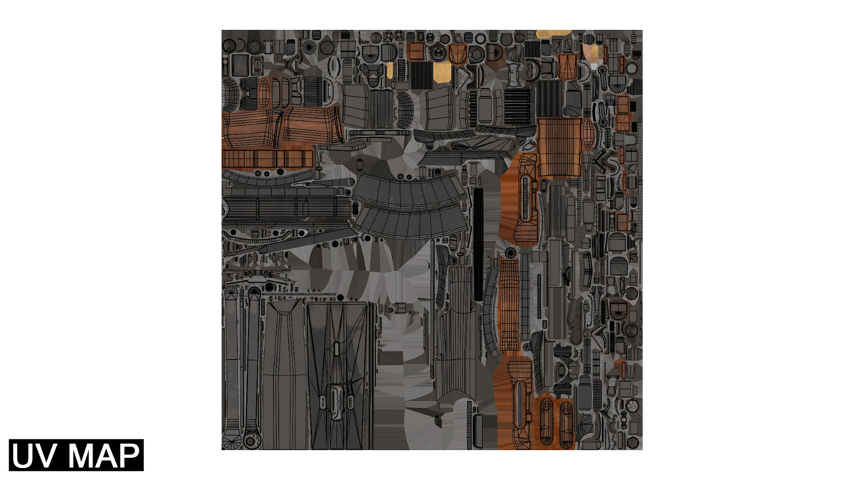 AKMS Light Machine Gun 10 Wood URP HDRP Texture