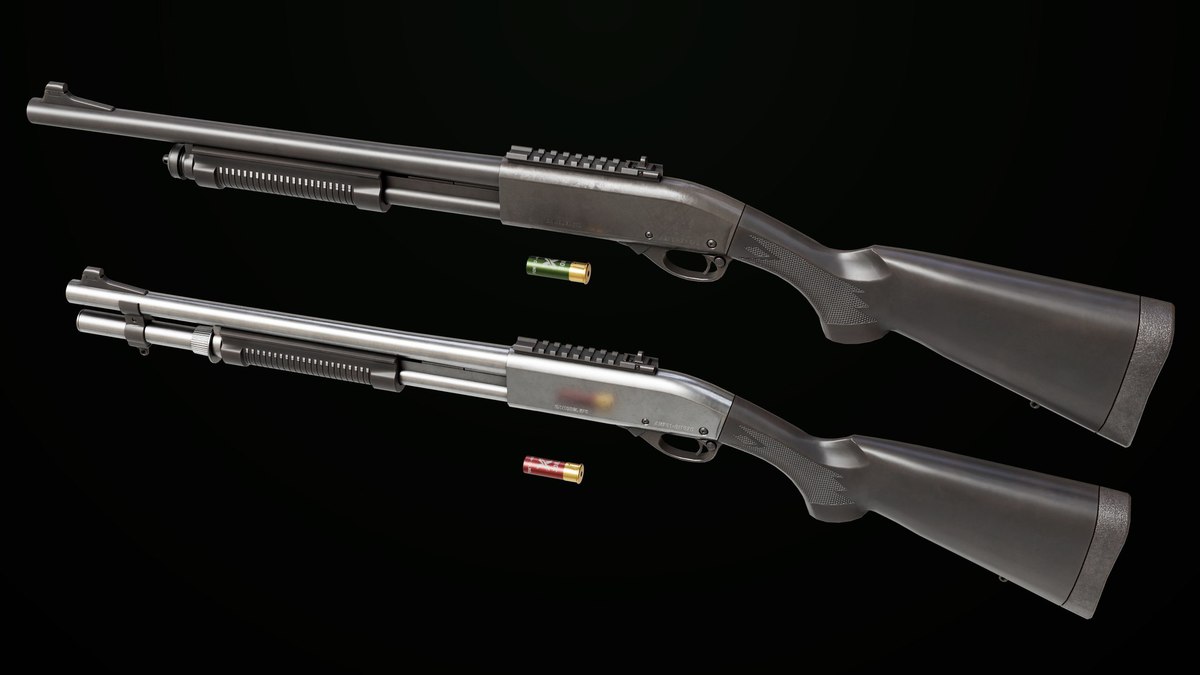 Long Shotgun 01 Black And Silver Single Mat URP HDRP Textures