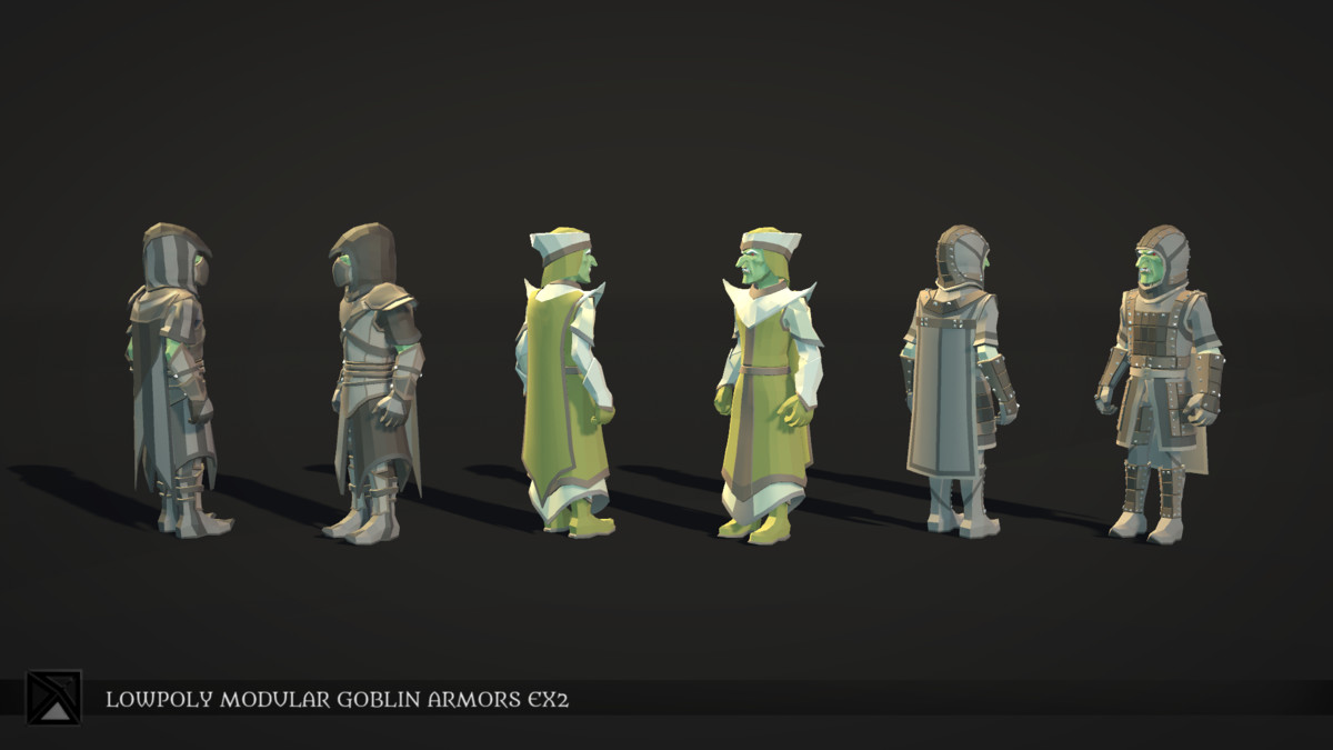 Low Poly Goblins Modular Armors Ex2 - LOWPOLY MEDIEVAL FANTASY SERIES