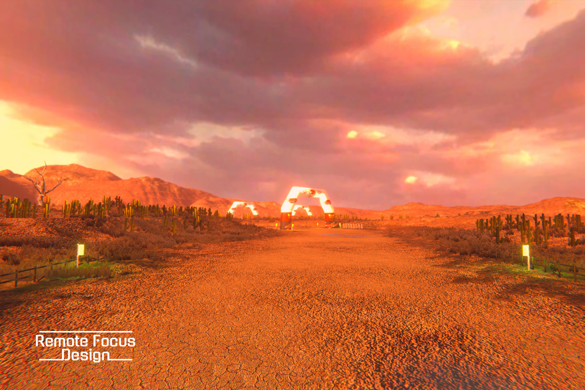 Drift race track Desert at sunset