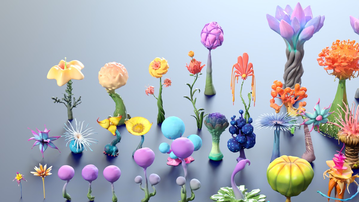 Fantasy Funny Stylized Magical Flora Plants - Low Poly Pack (118 3d models)