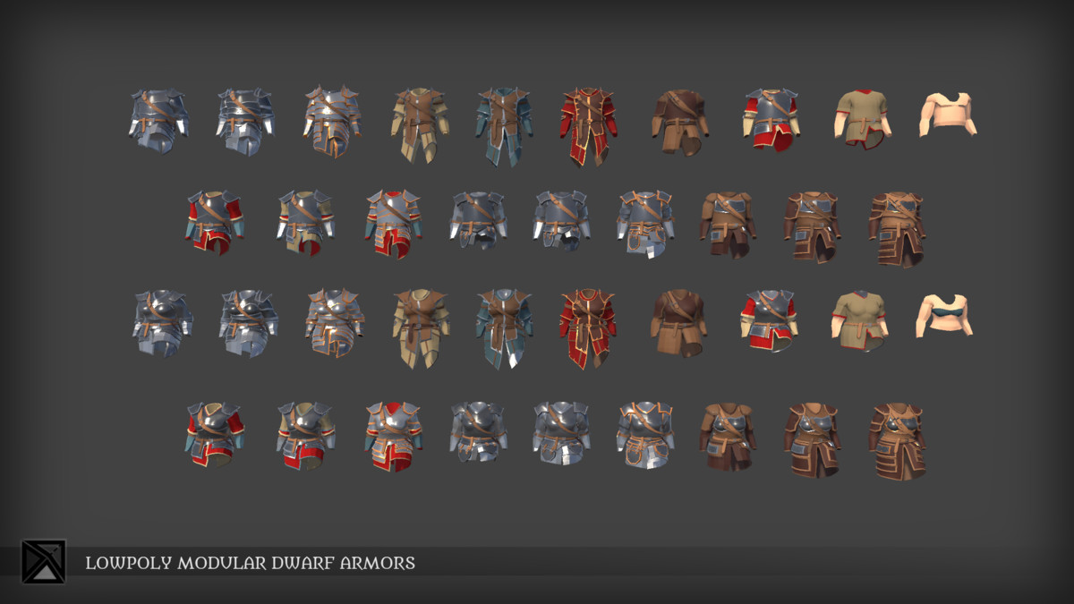 Lowpoly Dwarves Modular Armors Bundle- MEDIEVAL FANTASY SERIES