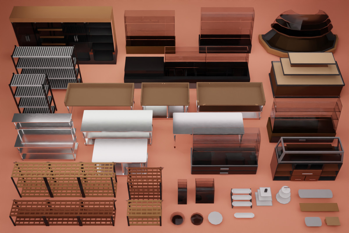 Low-Poly Bakery Props