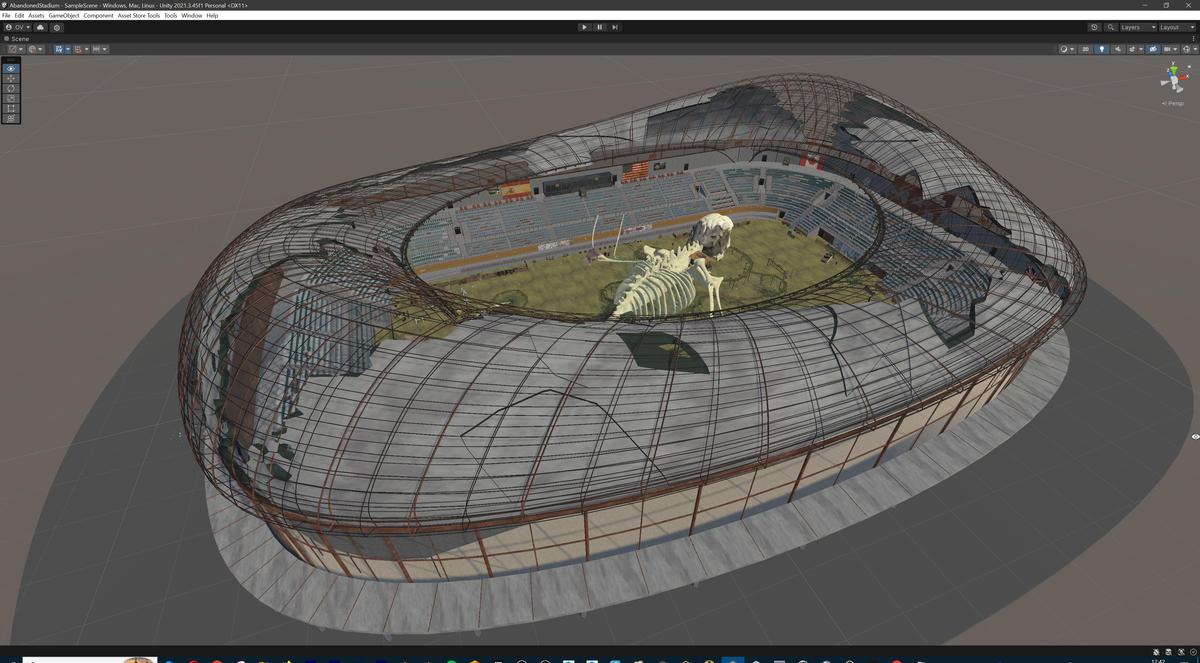 Abandoned Post-Apocalyptic Football Stadium - Modular Environment 3d Level