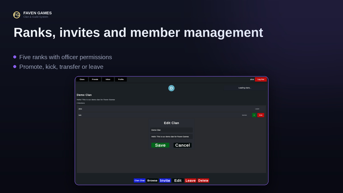 Clan & Guild System with Real-time Chat