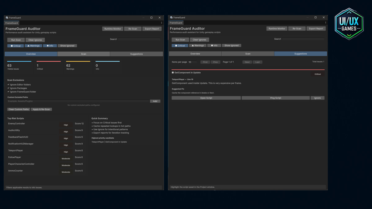 FrameGuard Toolkit – Performance Scanner & Runtime Monitor