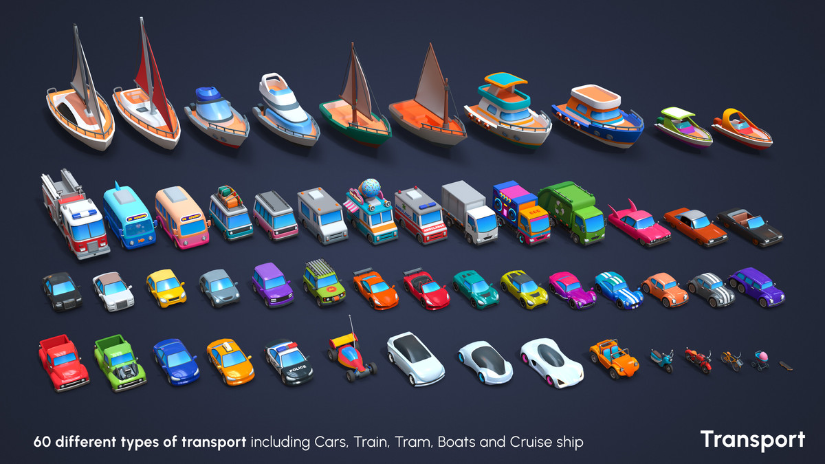 Cartoon City - Low Poly City 3D Models Pack