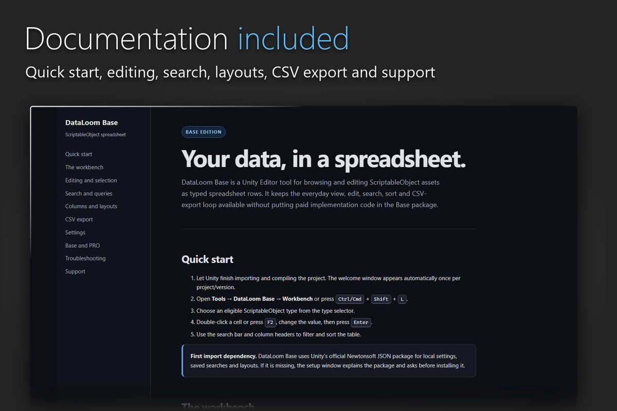 DataLoom Base - ScriptableObject Spreadsheet Editor