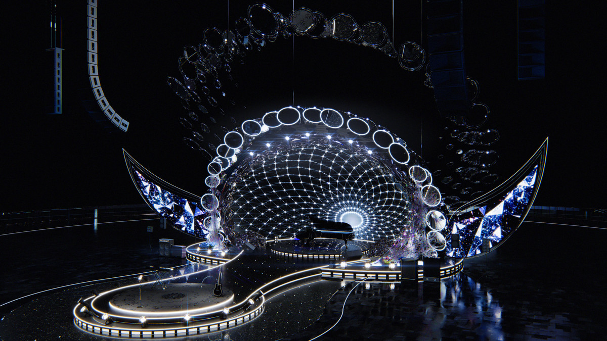 Black Diamond Concert Arena Stage Venue - Modular 3d Scene with Props