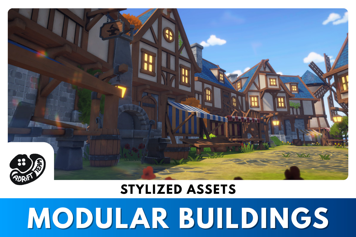 Stylized Modular Buildings Fantasy Village