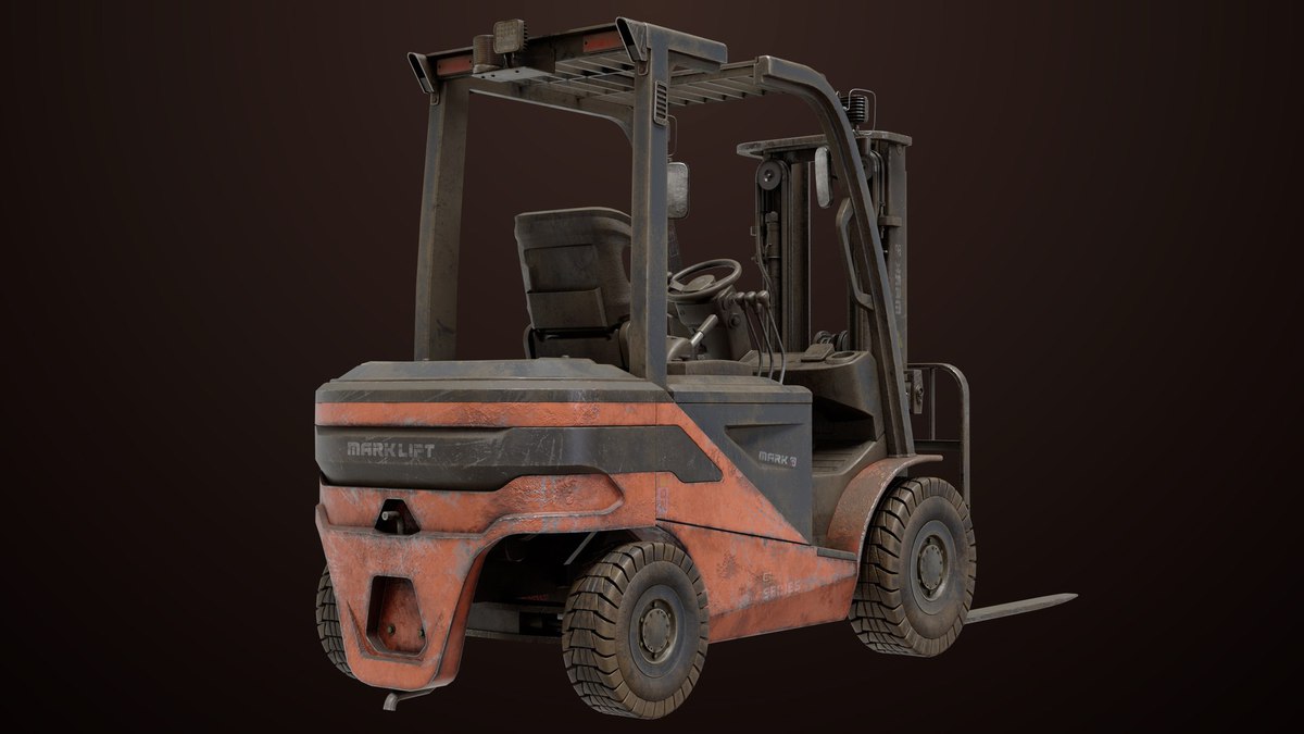 Old Dusty Forklift Truck03 Orange URP HDRP Textures