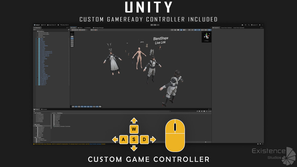 3 in 1 - Stylized Character Pack - Maid Mary - White Pigeon - Shield Guardian