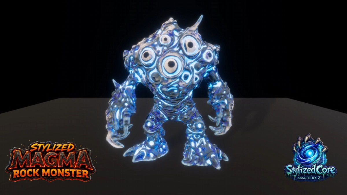 Magma Rock Monsters Pack 1 - 4 Stylized Animated Creatures (LOD + Skins)