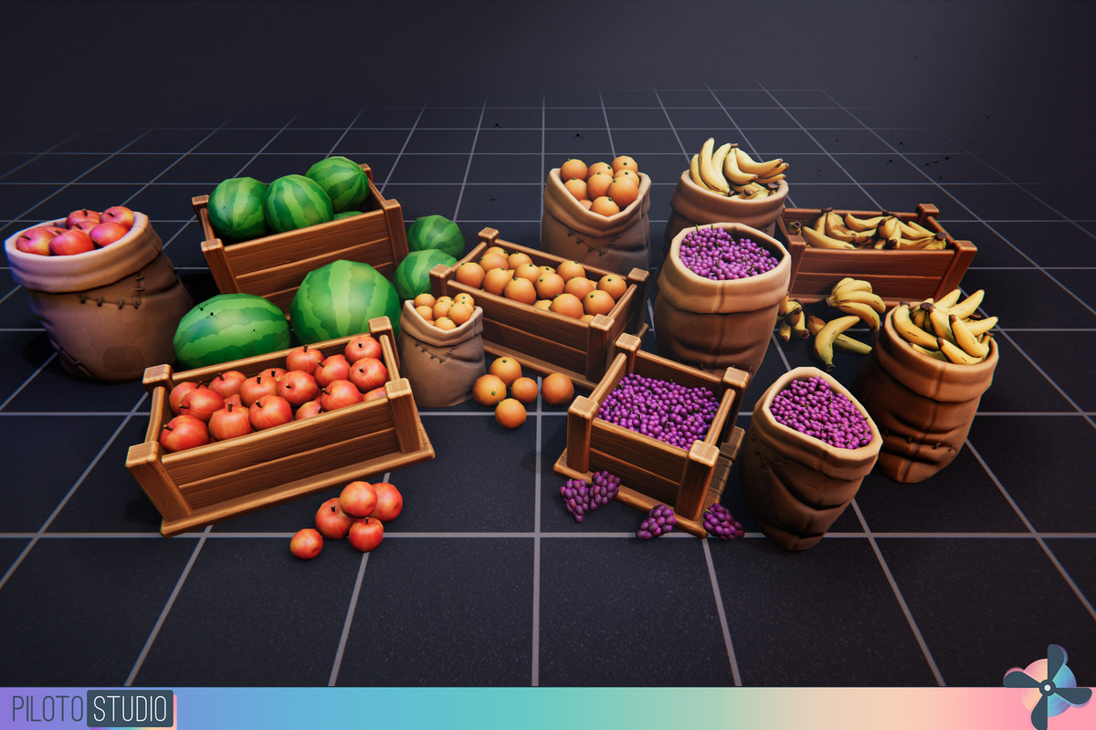 Food Assets Pack - Rice, Wheat, Pumpkin, Fruits