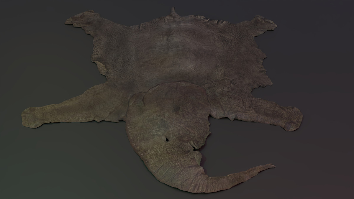 Animal pelts volume five: elephant, cow, calf, leopard, rabbit, antelope 4k URP