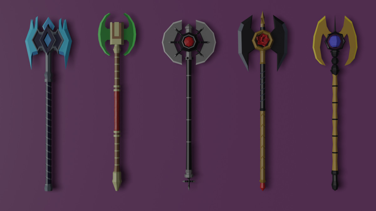 70 Unique Low Poly Fantasy Weapons Pack
