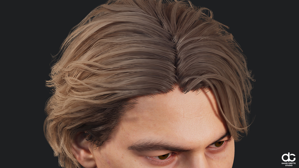 Realistic male hairstyles, pack #7 | Rigged hair, game-ready, low-poly