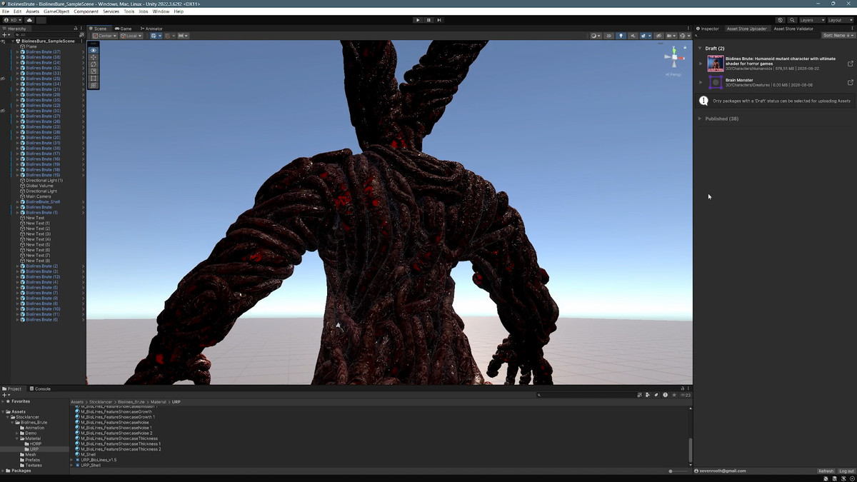 Biolines Brute: Humanoid mutant character with ultimate shader for horror games