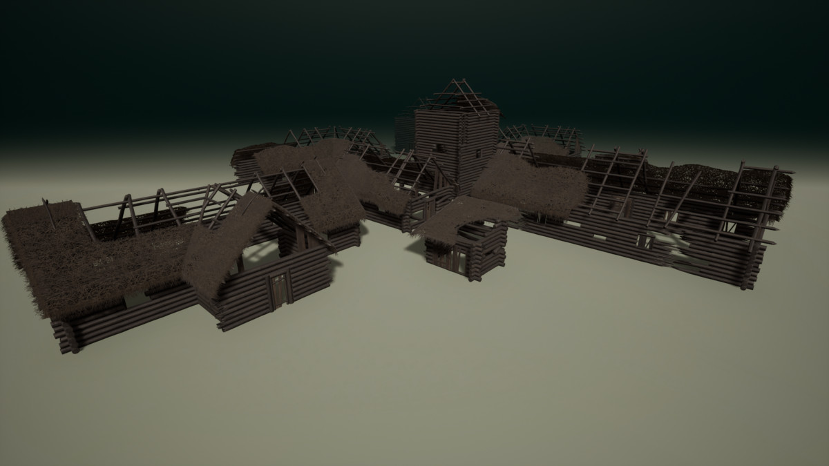 Medieval Modular Slavic Houses Building Kit (Plus Burnt versions)