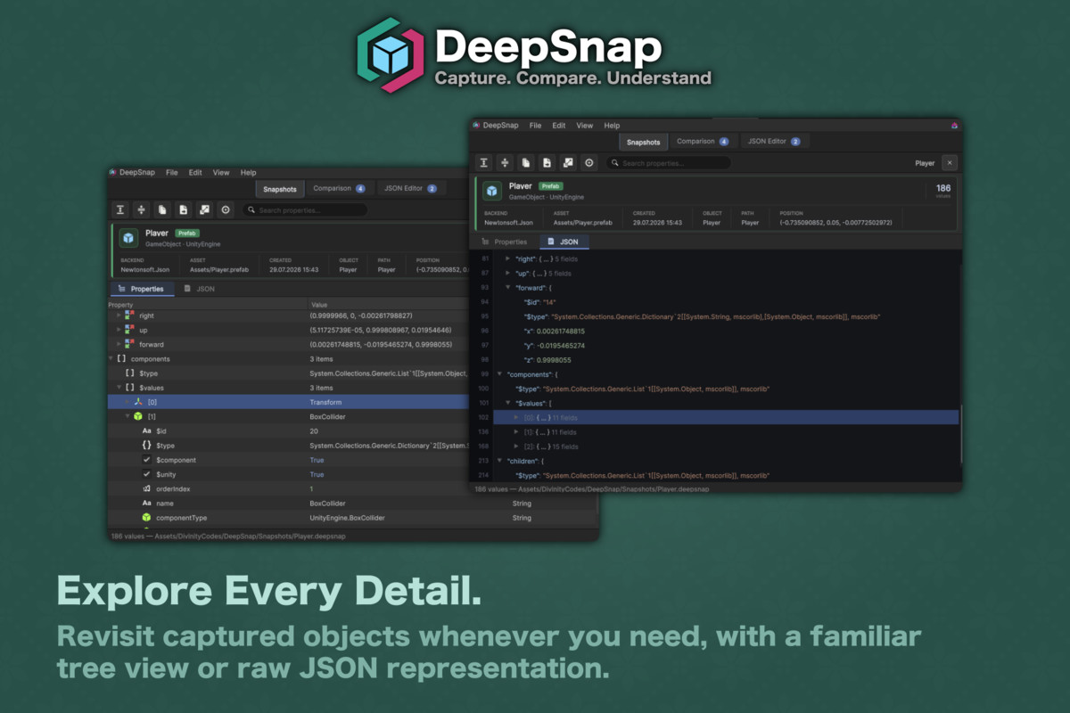 DeepSnap - Object Snapshot, State Comparison, JSON Editor