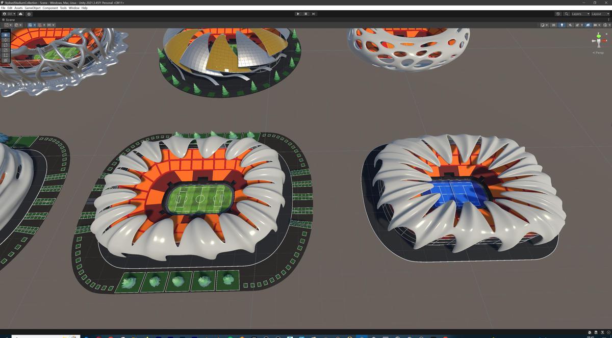 Stylised Sport Stadium Collection - 12 Low Poly Modular 3d Assets