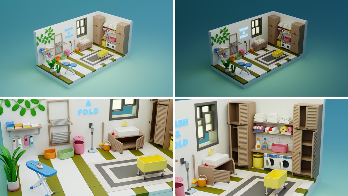 Cartoon Interactive Rooms & Furniture - Cozy Interior Pack 2