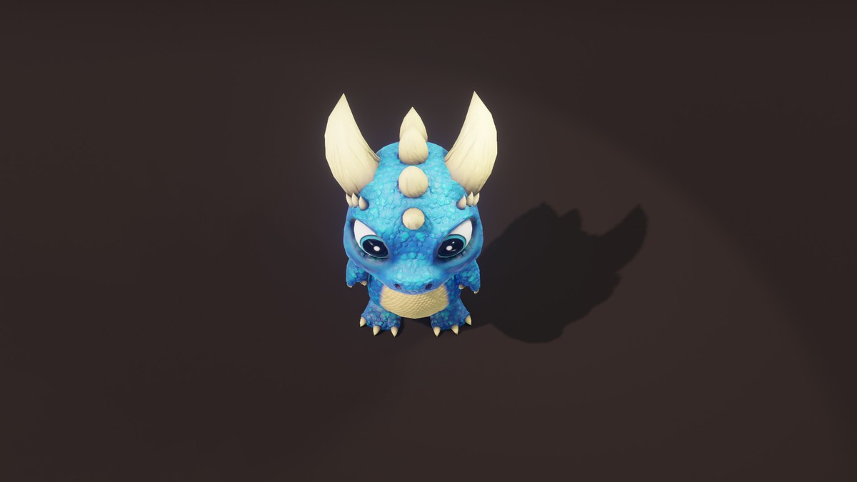 Cartoon Blue Dinosaur 3D Model – Animated Character