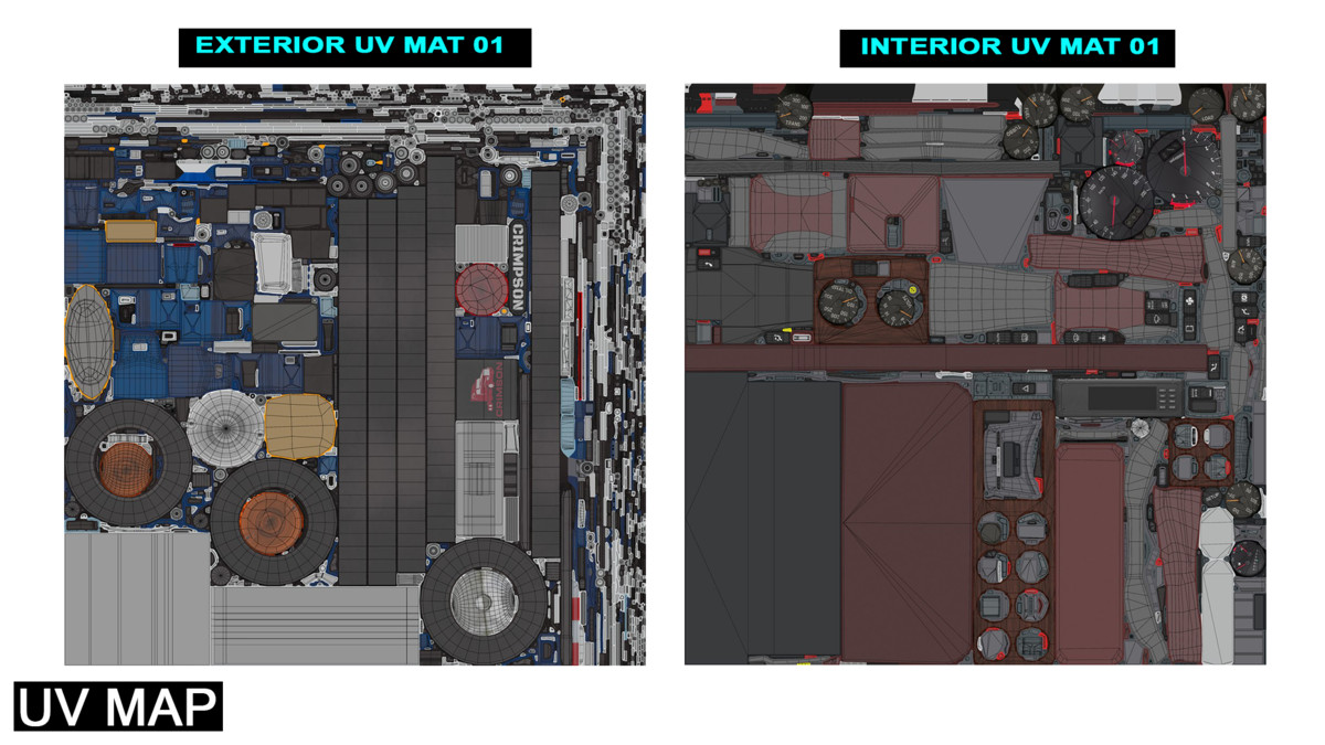 Heavy Truck Chassis 07 Blue and Green URP HDRP Textures