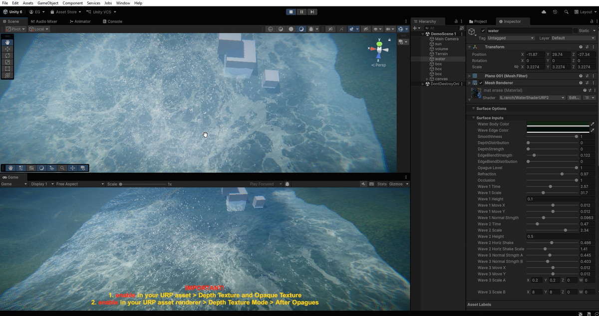 Sea / Water / Ocean shader - 2 (URP)