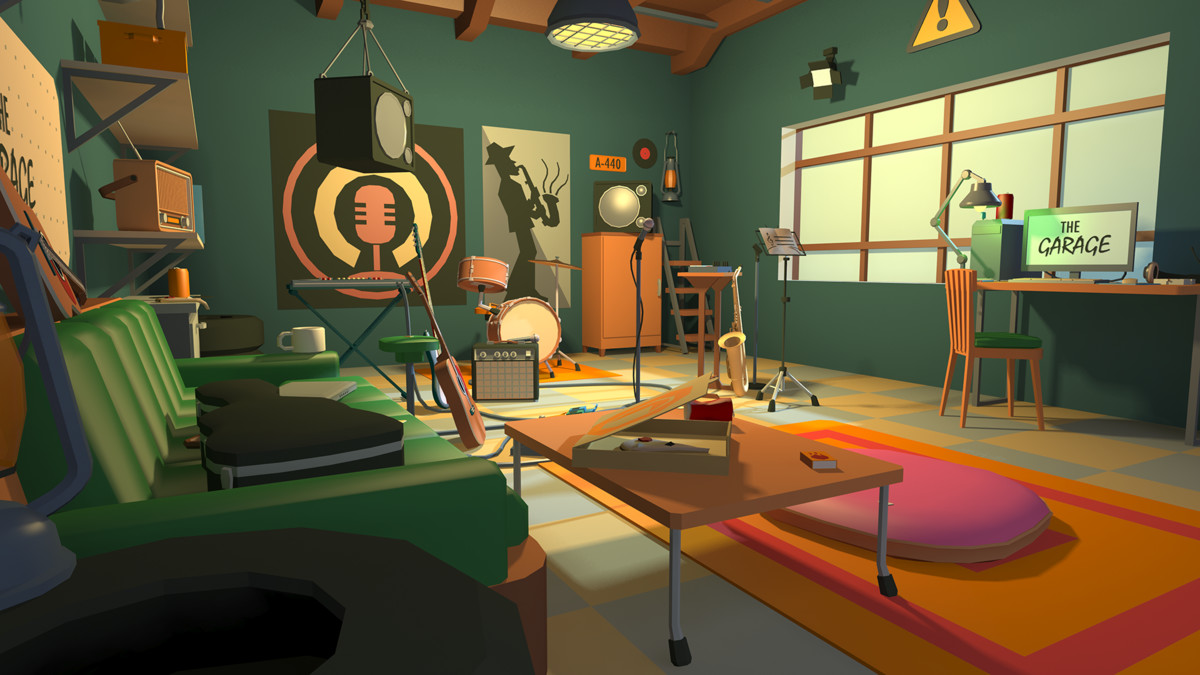 Stylized Cozy Garage Music Studio