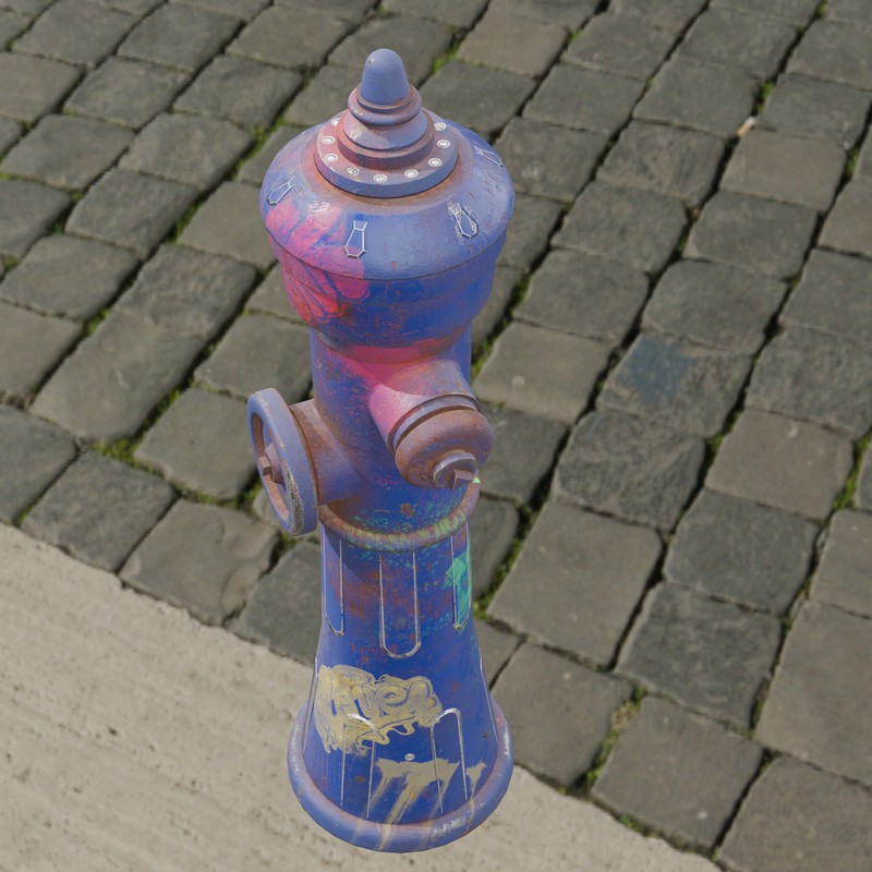 Rusty Fire Hydrant – Low Poly PBR with LODs (4 Variations)