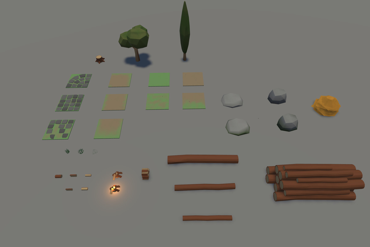 Low Poly Modular Medieval Village Constructor