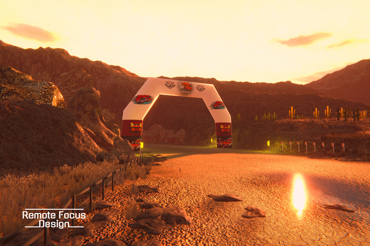 Drift race track Desert at sunset