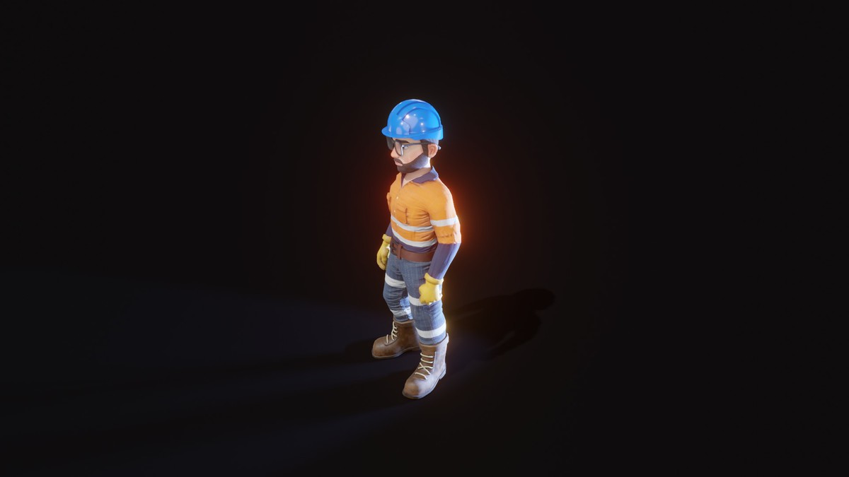 Stylized Male Worker 3D Model – Animated & Customizable (Game-Ready, Built-In)