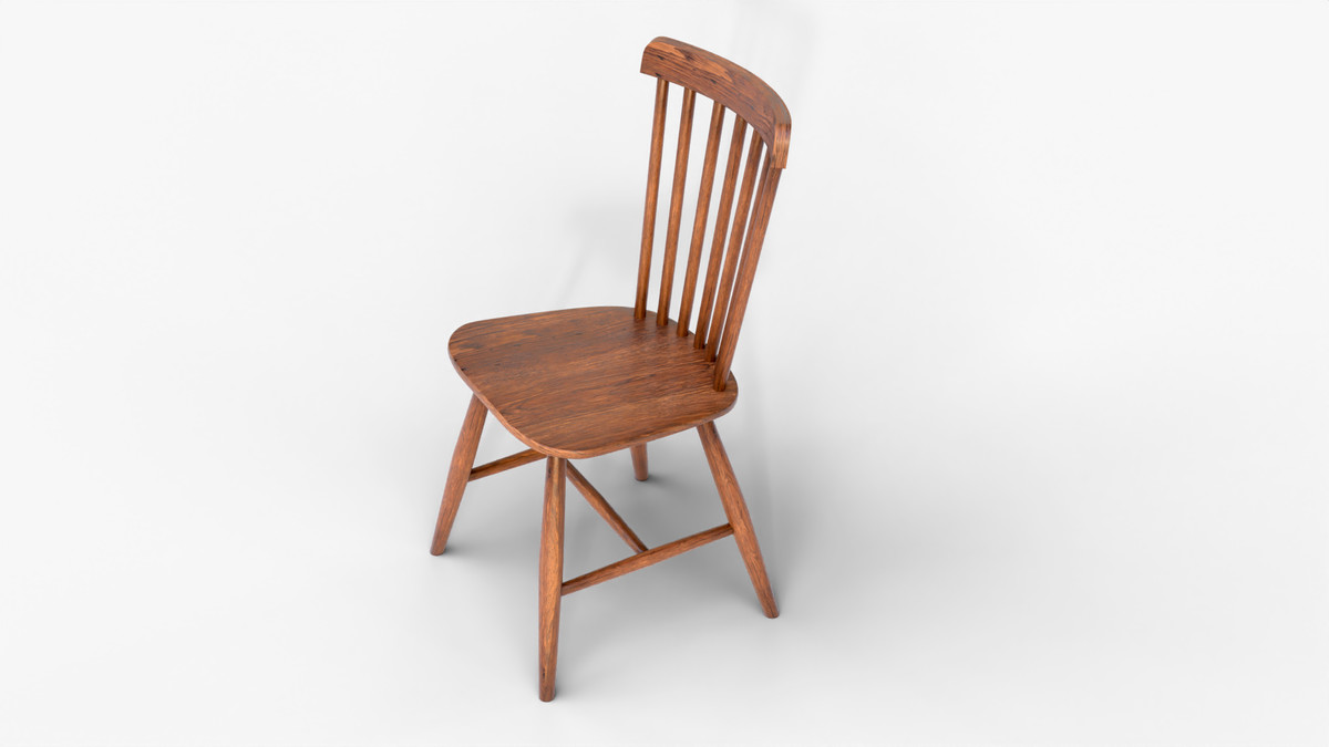 Classic Wooden Spindle Back Chair – Game Ready 3D Model by skajmera21