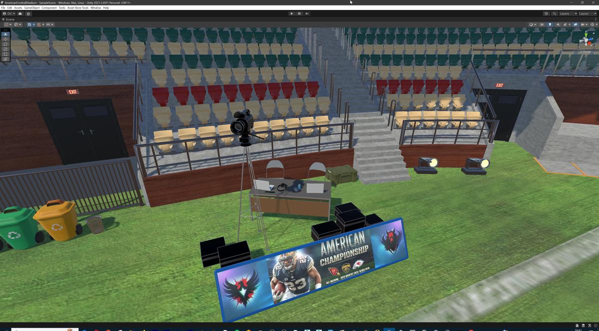 Modular American Football Stadium 3d Environment - Exterior, Interior, Props