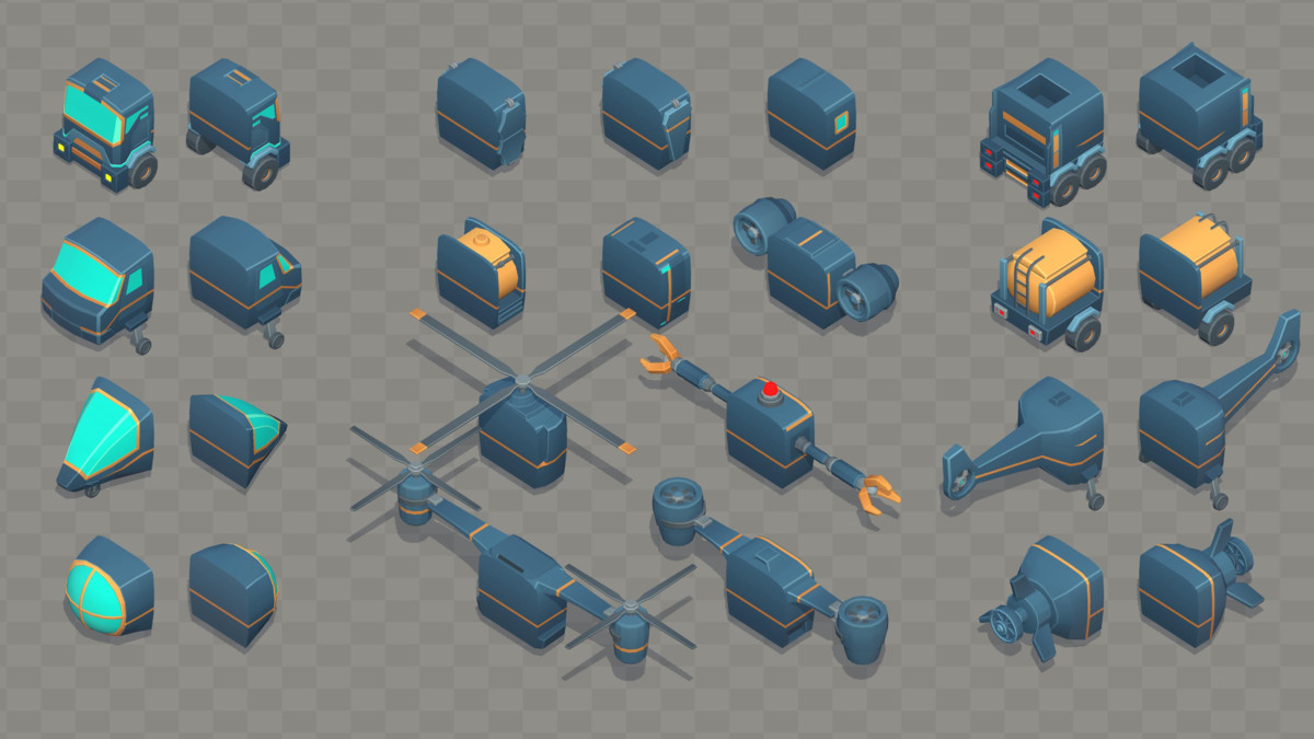 Low Poly Sci-Fi Modular Vehicle