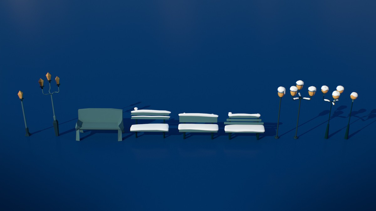 Stylized Lowpoly Winter City Asset Pack