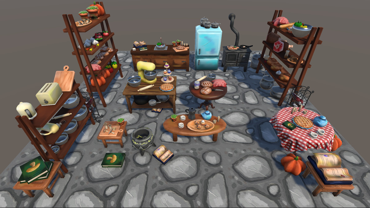 Stylized Hand-Painted Cozy Kitchen Props