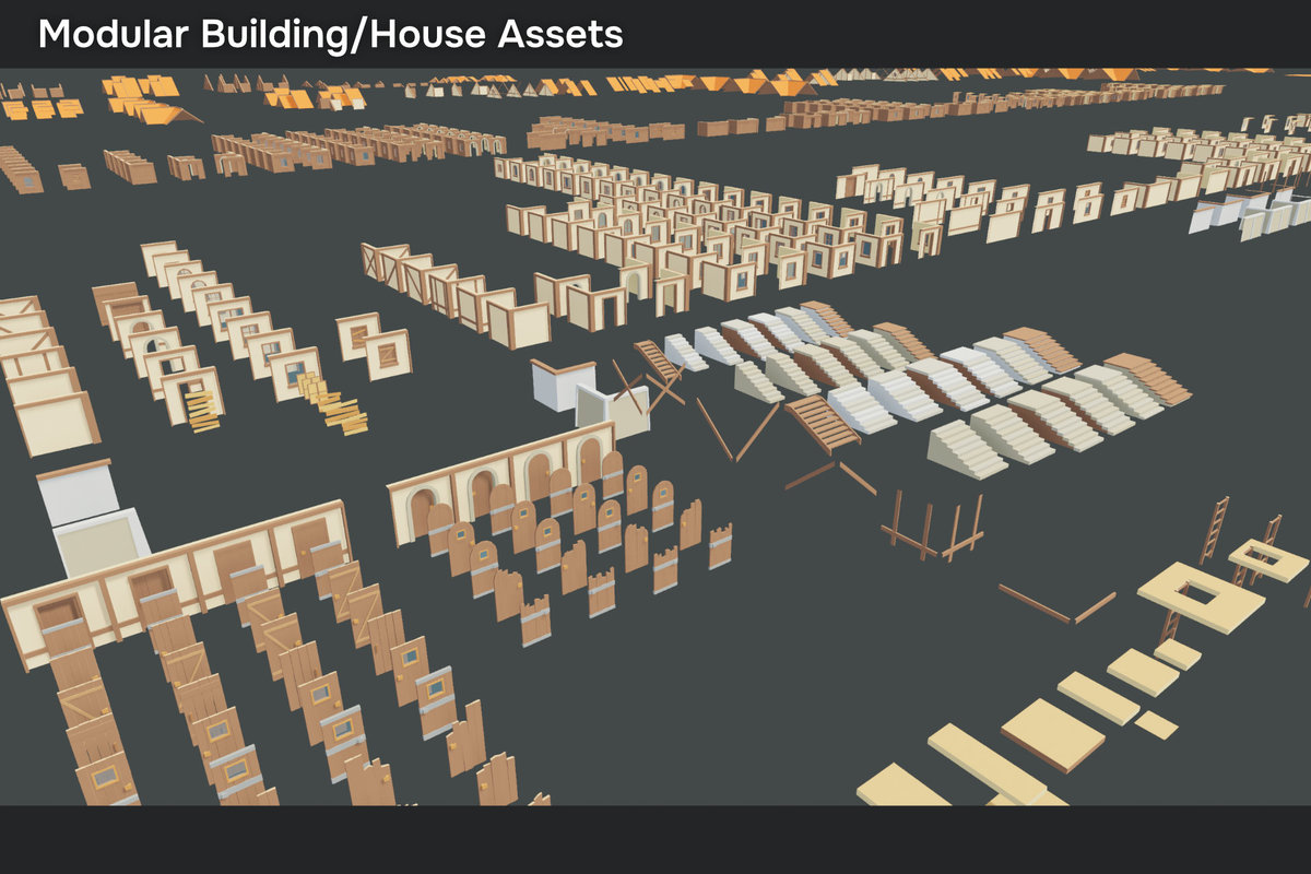 Low Poly Modular Medieval Buildings Pack