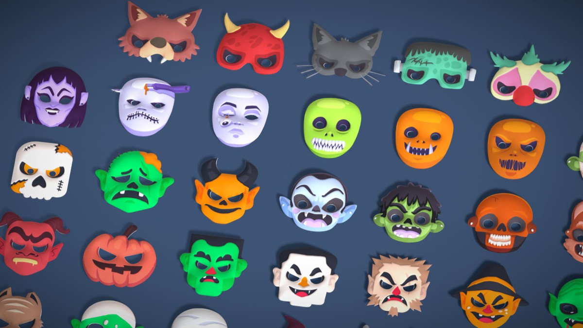 73 Halloween Masks Pack – Toon Horror Ghosts Evil Fantasy Collection