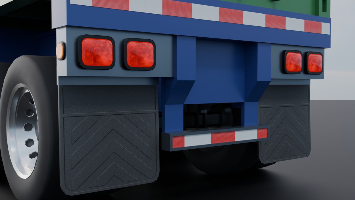 European Semi Truck + Container Trailer | Custom Logo, Openable Doors, Interior