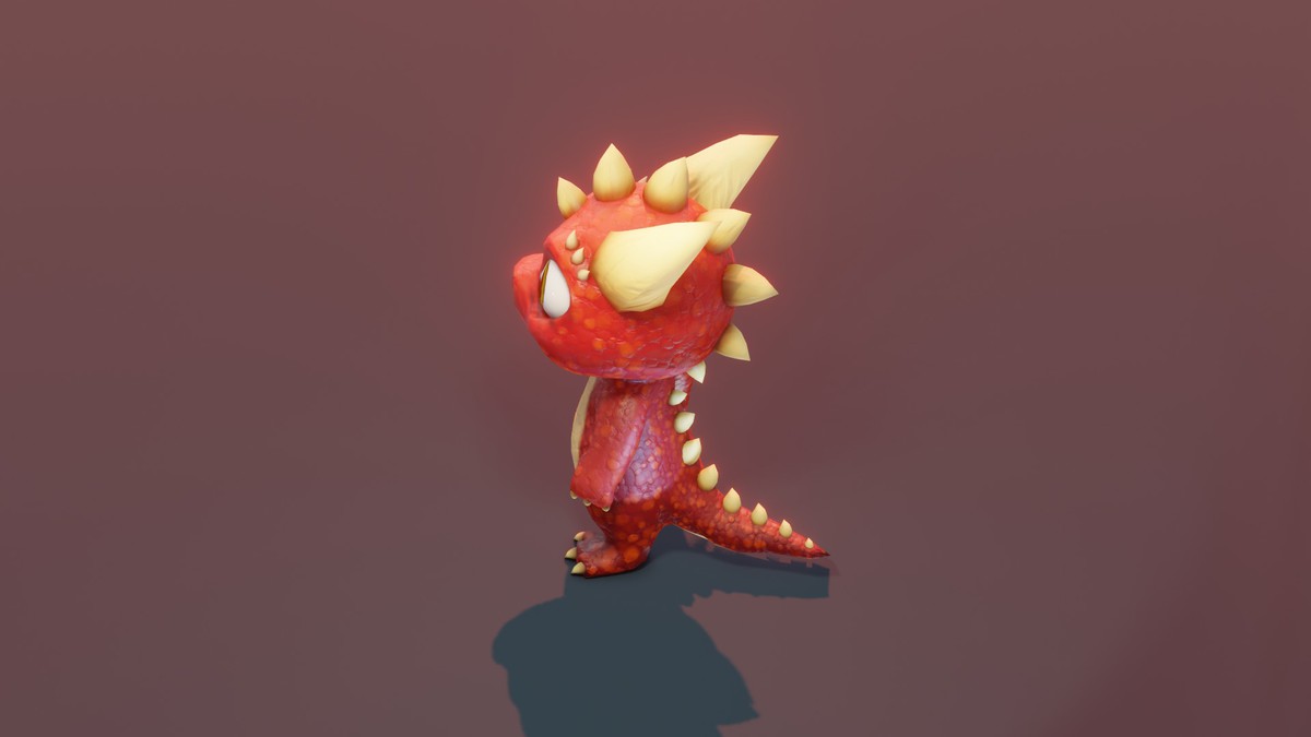 Cartoon Red Dinosaur 3D Model – Animated Character