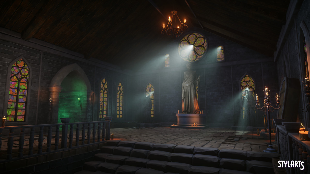 Stylized Spooky Cemetery Crypt