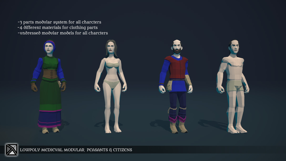 Lowpoly NPCs Bundle MEDIEVAL FANTASY SERIES