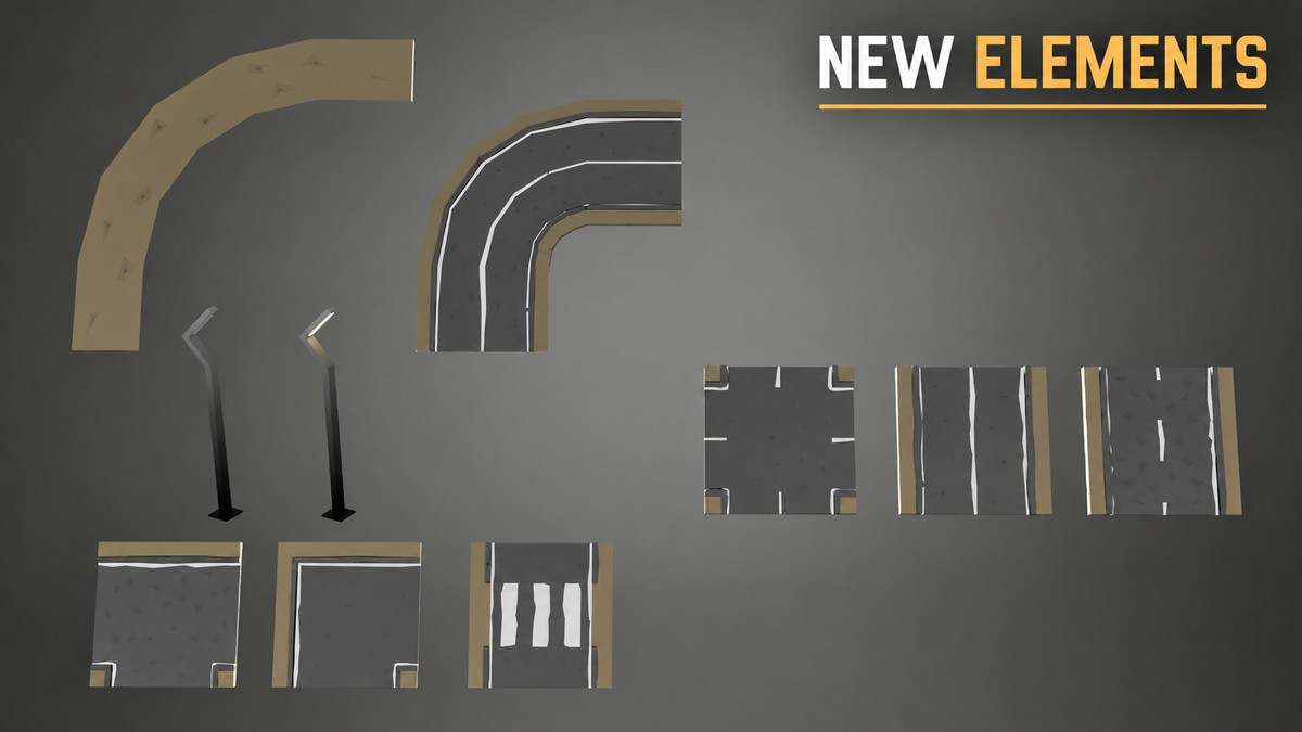 Low Poly Modular Road Pack- Mini World Studio