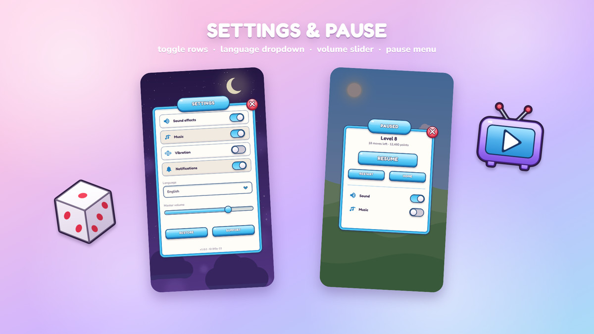 Casual Mobile UI Kit - Game GUI